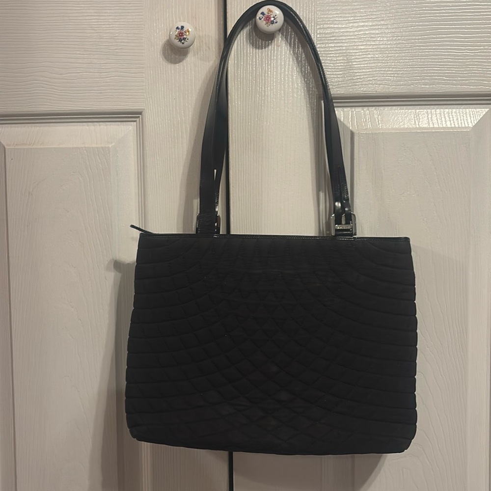 Bally Vintage Y2k Black  Quilted Fabric and Leather Shoulder Bag, Black Lining